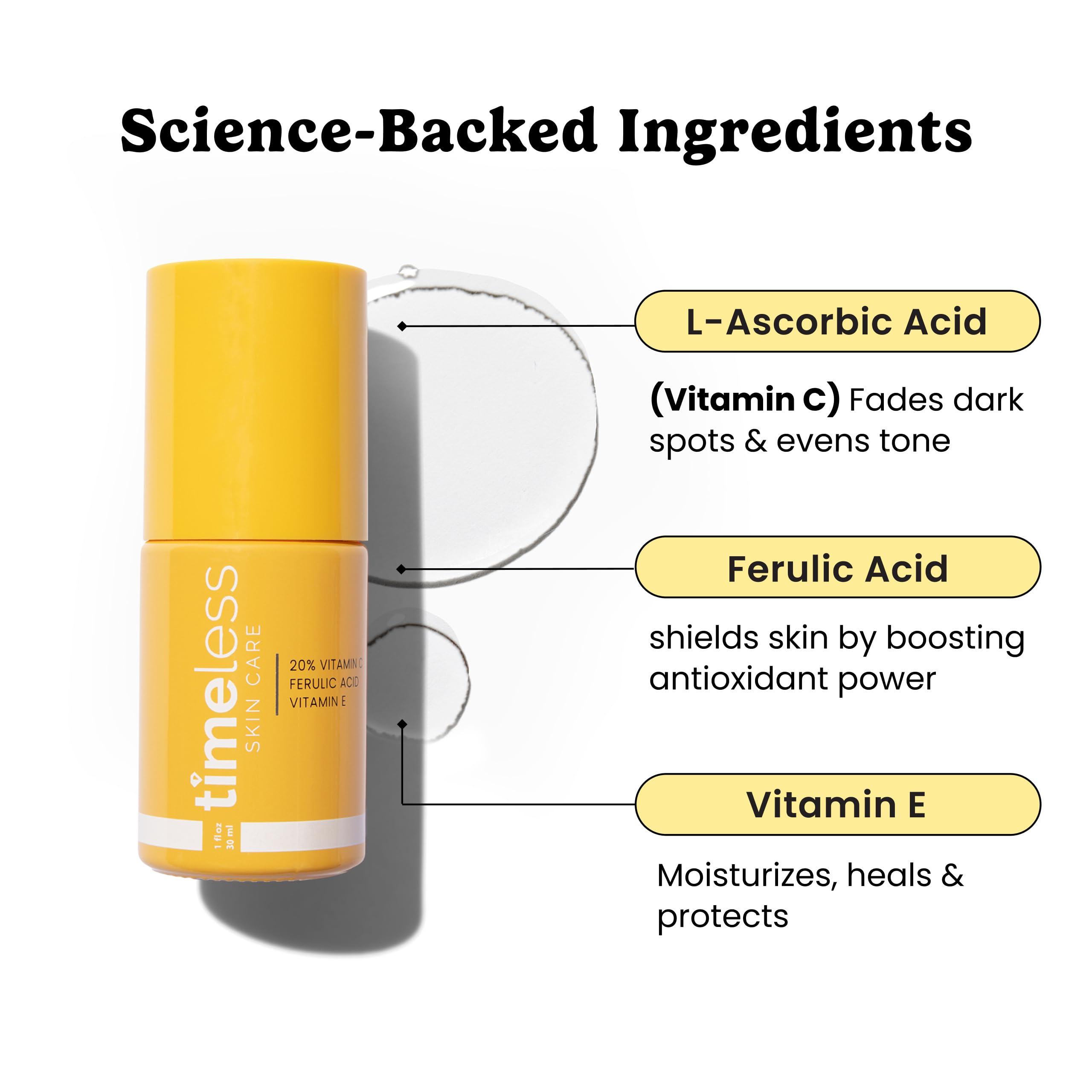 Timeless Skin Care Vitamin C Serum with Vitamin E & Ferulic Acid - Brightening Serum - for Oily & Dry Skin - Fragrance-Free - 1.7 oz