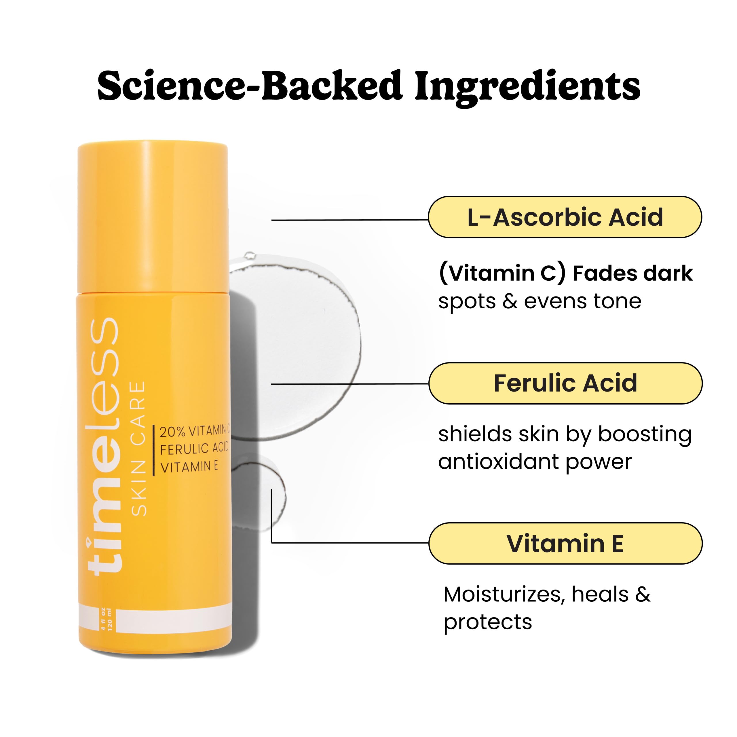 Timeless Skin Care Vitamin C Serum with Vitamin E & Ferulic Acid - Brightening Serum - for Oily & Dry Skin - Fragrance-Free - 1.7 oz